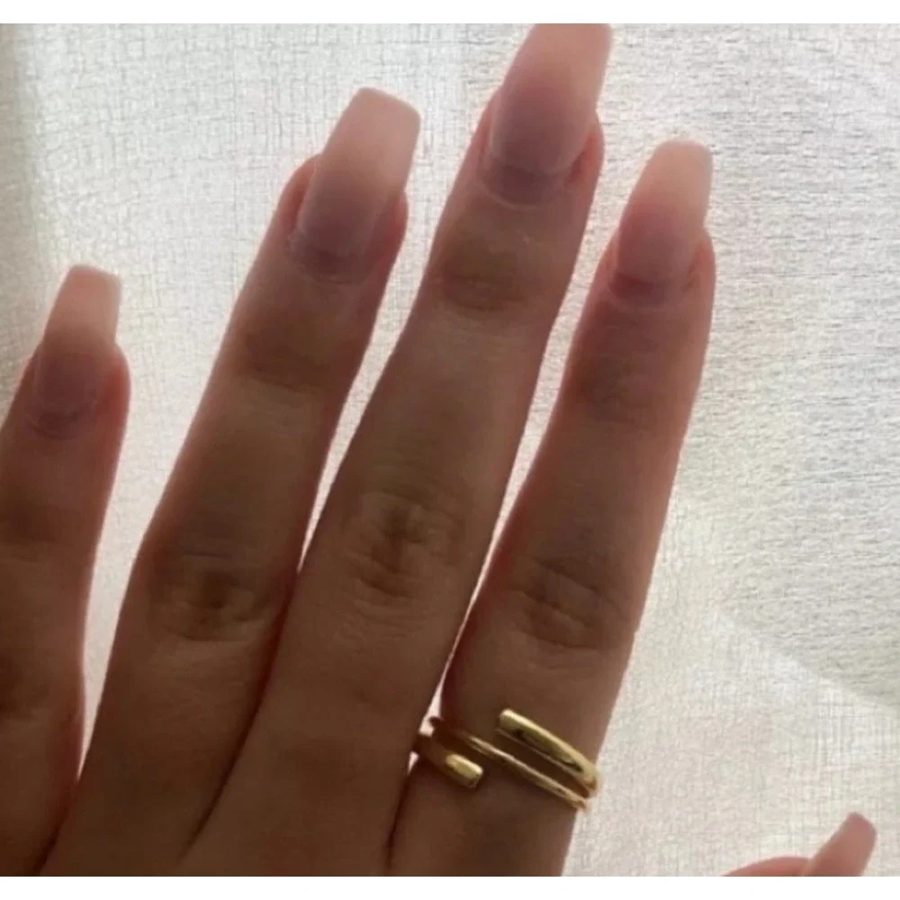 NEW Coil Ring Adjustable Wrap Gold Plated Sterling Silver Minimalist‎ Jewelry